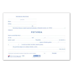 XI-10-12 POTVRDA O UPISU I REDOVITOM POLASKU ŠKOLE(SREDNJA ŠKOLA)