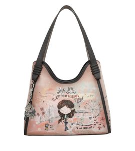 TORBA PEACE&LOVE PINK L 31x28x15cm ANEKKE