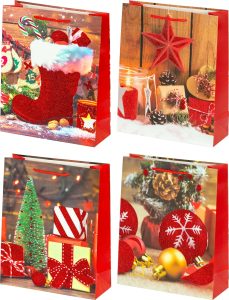 VREĆICA XMAS RED GLITTER L